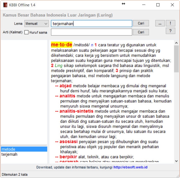 Software Alat Bantu Penerjemahan (1) Kamus Bahasa Indonesia-Inggris